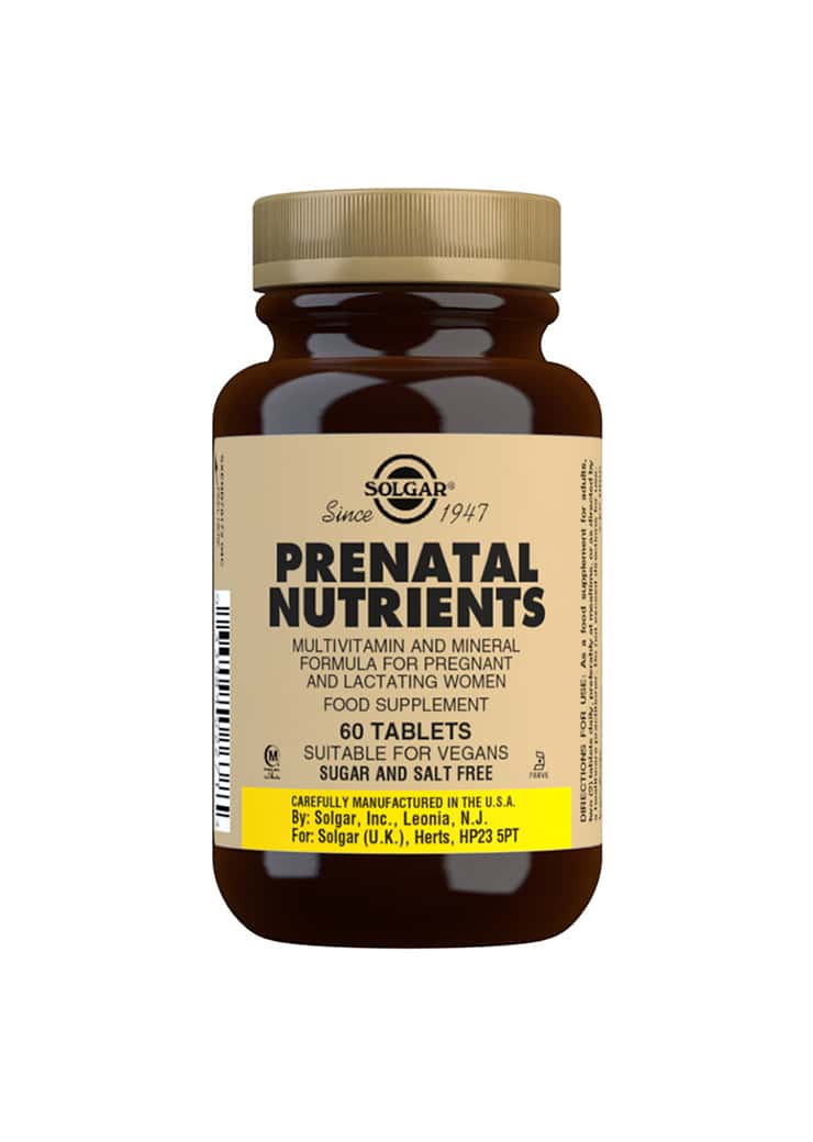 Solgar Prenatal Nutrients - Raskausajan monivitamiini, 60 tablettia