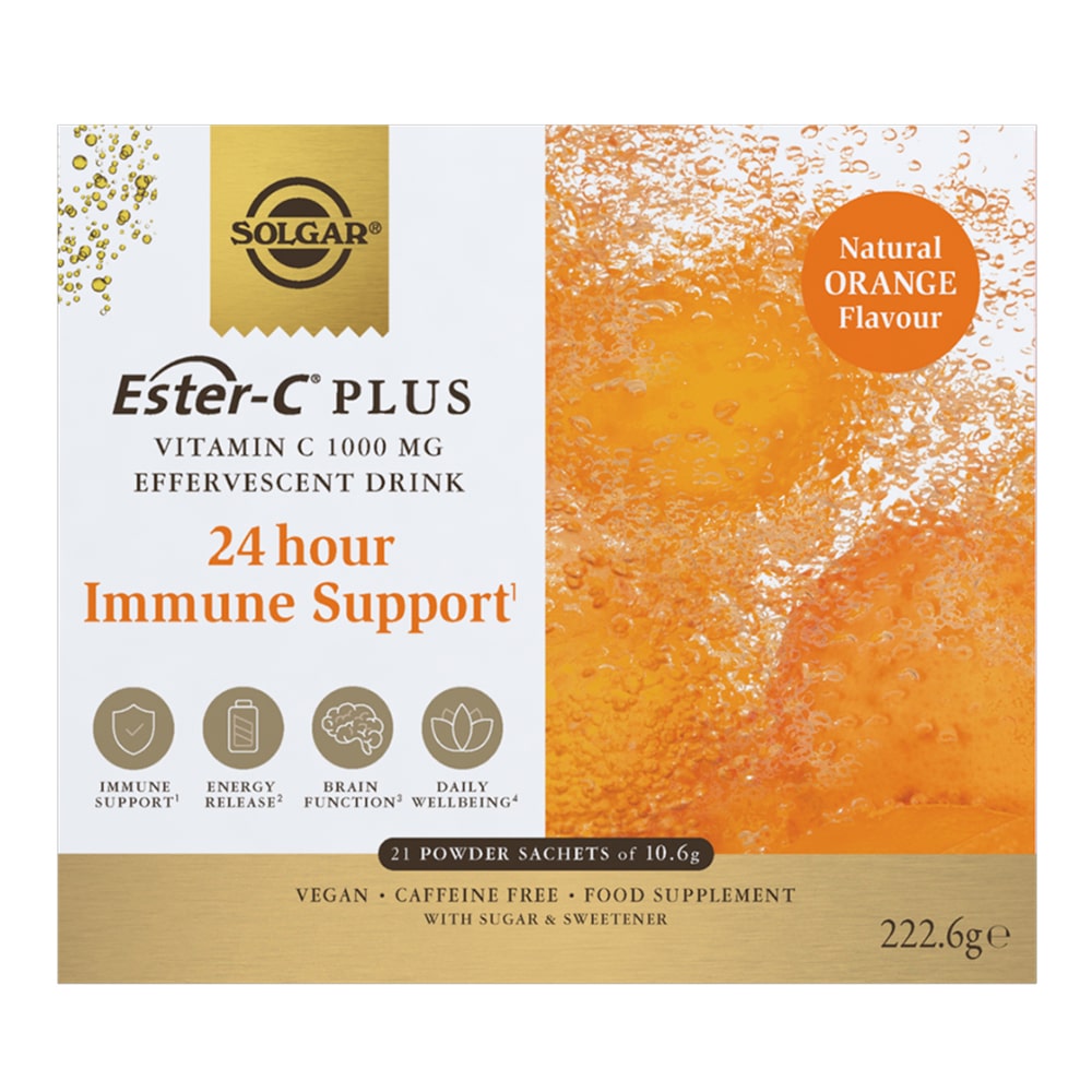 Ester-C Plus Vitamin C 1000 mg -monivitamiini-mineraali-elektrolyyttijuomajauhe, Solgar